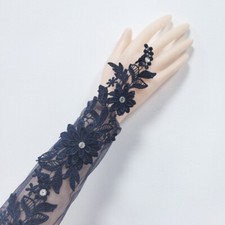 Lace Embroidery Banquet Gloves Pearl Wedding Bridal Gloves  Party