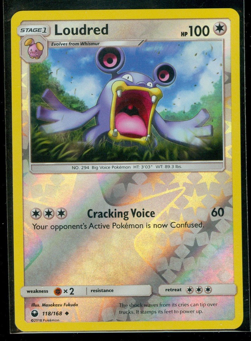 Pokemon LOUDRED 118/168 - Celestial Storm - Rev Holo - MINT