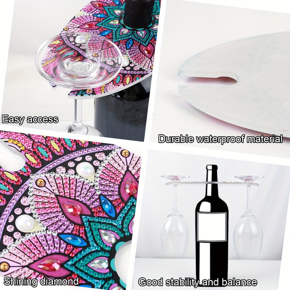  Acrylic Leopard Line Flower Mandala Art Diamond Painting Wine Glass
