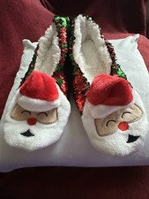 Wondershop Slipper Socks Womens Christmas Santa Sequins Gripper