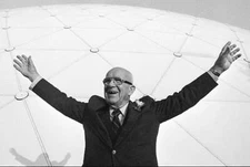 American architect inventor and futurist Buckminster Fuller raises - Old Photo 1