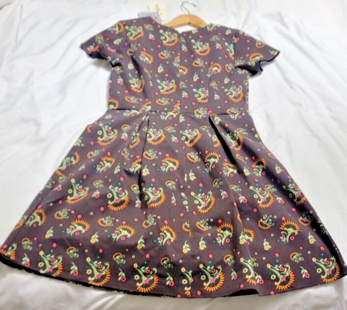 MATILDA JANE Dress Maja Ponte Brown Floral Short Sleeve 18619D SZ M MATILDA JANE Dress Maja Ponte Brown Floral Short Sleeve 18619D SZ M