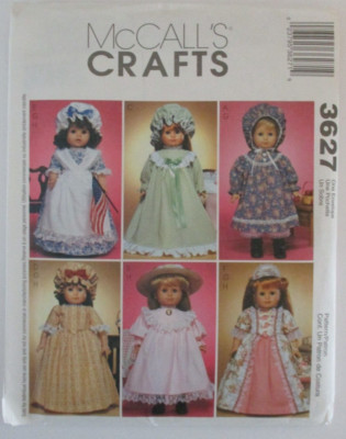 McCall's Crafts Sewing Pattern  #3627,  Size 18'' Tall  Doll Clothes Wardrobe