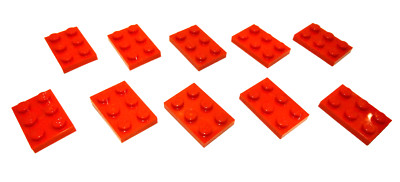  10 x LEGO  3021 City,Basicsteine 2x3 flach in rot Neuware