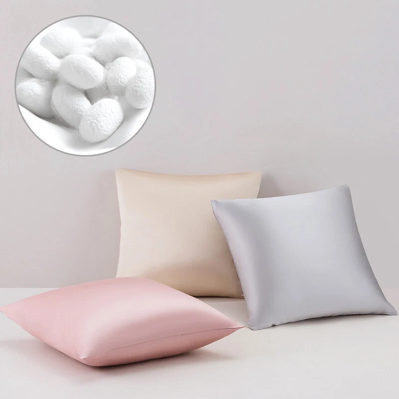 100% Mulberry Silk Throw Pillowcase Solid Square Sofa Car Cushion Cover Decorate - Image 4 of 4