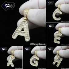 925 STERLING SILVER ICY BAGUETTE CZ GOLD PLATED 26 INITIAL LETTERS PENDANT*GP412