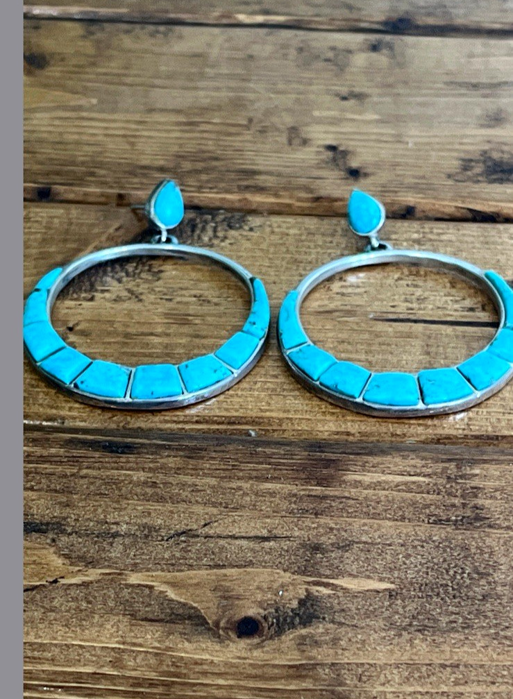 Turquoise Cobblestone Dangle Earrings - image 9