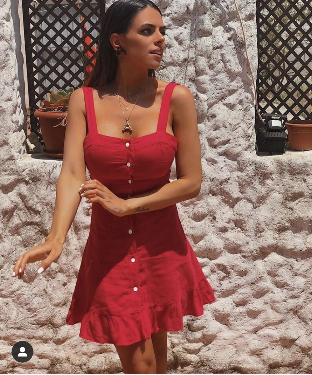 Button up red dress 2025