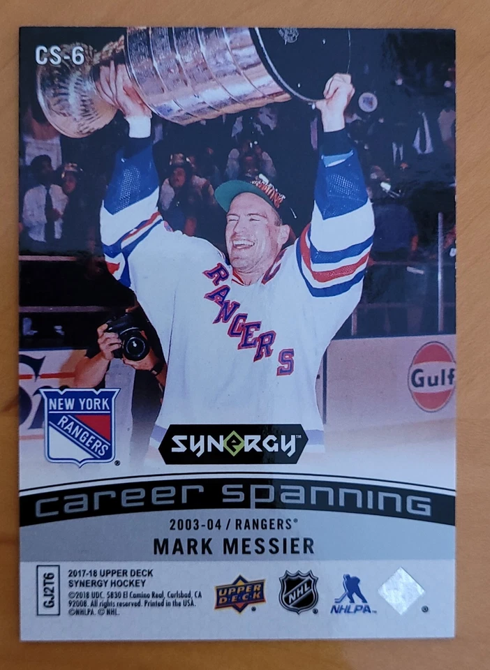 2017-18 UPPER DECK SYNERGY  CAREER SPANNING CS-6 MARK MESSIER OILERS /  RANGERS - Image 2 of 2