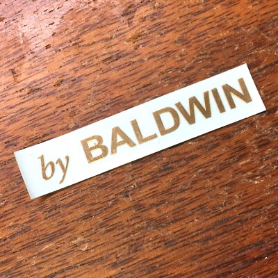 Sm. Bright Gold ''by Baldwin'' Piano Cabinet Fallboard Decal Letters 1-5/8''x3/16''