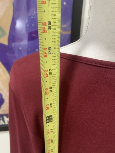 Quacker Factory Plus Sz 1X Burgundy Gold Tone Stone V Neck Tunic Shirt A341750 - Picture 8 of 16