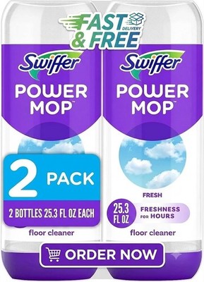 Swiffer Power Mop Floor Cleaning Solution Fresh Scent Floor Cleaner,25.3 oz, 2x.