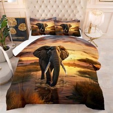 Elephant Comforter Set African Wildlife Elephant Wildlife Scenery Queen Dx01