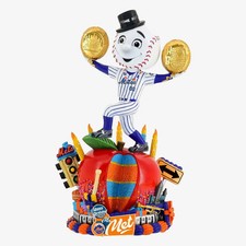 Mr. Met New York Mets 2025 Big Apple Birthday Cake Bobblehead MLB Baseball