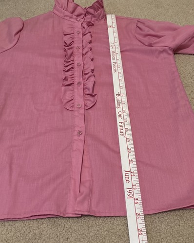 Paddy -Lee Fashions Ruffle Short Sleeve Top Women SZ 12 Pink VTG Secretary Look - Bild 13 von 13