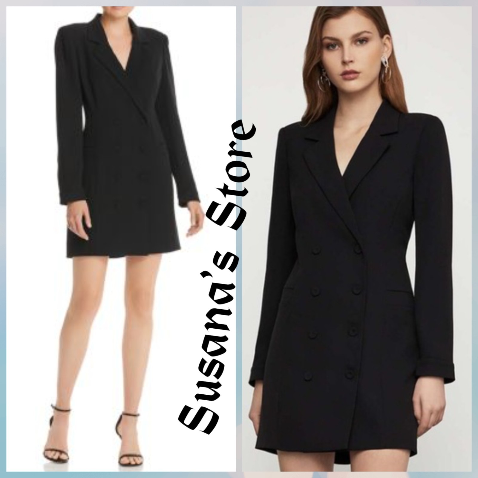 NWT  BCBG MAXAZRIA SIZE M BLACK  Double Breasted Blazer Dress