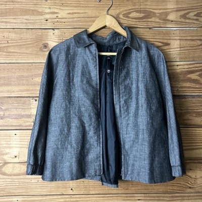 Talbot size 12 petite blazer collared zip front gray jacket new without tag