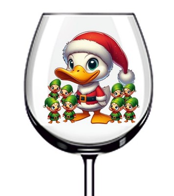 12x Aquarell Weihnachten lustige Ente Vinyl Aufkleber Abziehbild Becher Weinglas Tasse