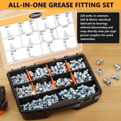 #ad #ad 220pcs Metric amp; SAE Hydraulic Lubrication Grease Zerk Fittings Assortment Set $16.99
