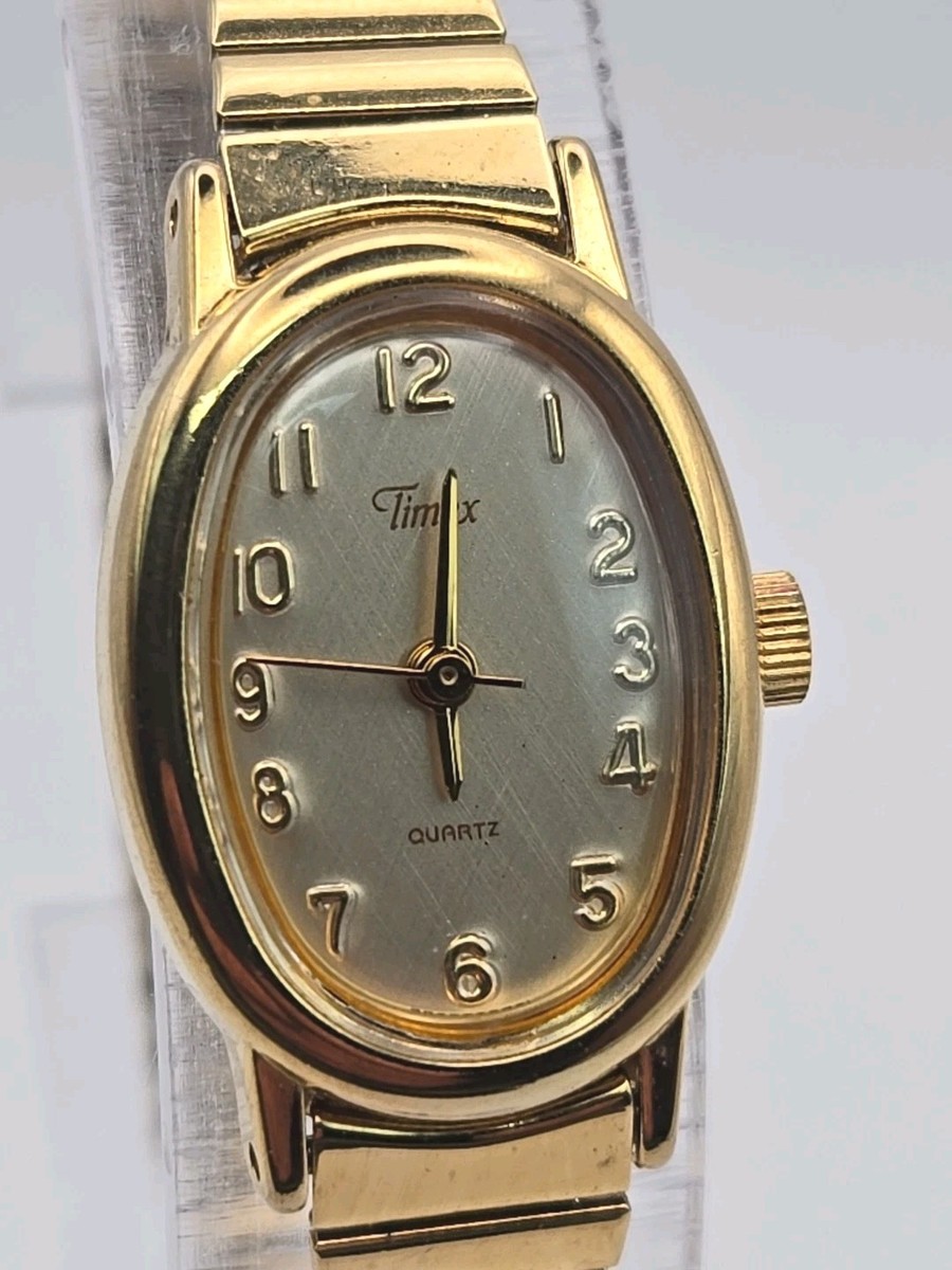Vintage Timex Cavatina Gold Tone Oval Womens Watch Stretch  display picture 3