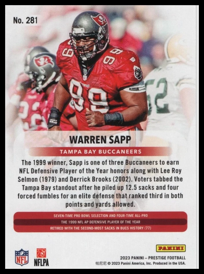 2023 Panini Prestige #281 Warren Sapp Xtra Points Galaxy - Image 2 of 2