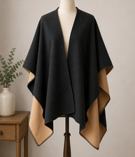 Women s Solid Reversible Shawl/Wrap, Black & ...