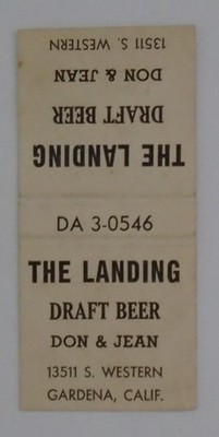 The Landing Draft Beer Gardena CA Matchcover Bobtail