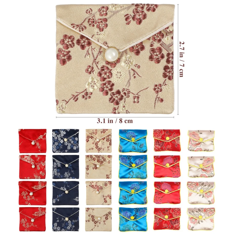 NUOLUX Lot de 12 pochettes en brocart traditionnel chinois, porte-monnaie, - Photo 2/4