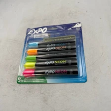 EXPO Neon Dry Erase Markers 5 Pack Assorted Neon 2211553 Bullet Tip Low Odor