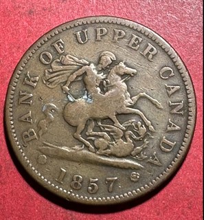 1857 Canada LARGE CENT! "Dragon Slayer"! VG Details! Old Canadian Coin!