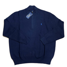 NWT Polo Ralph Lauren Big & Tall XLB Waffle Knit Half Zip Sweater Navy