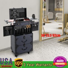 Professional Makeup Case Rolling Cosmetology Case Metal Beauty Travel Luggage