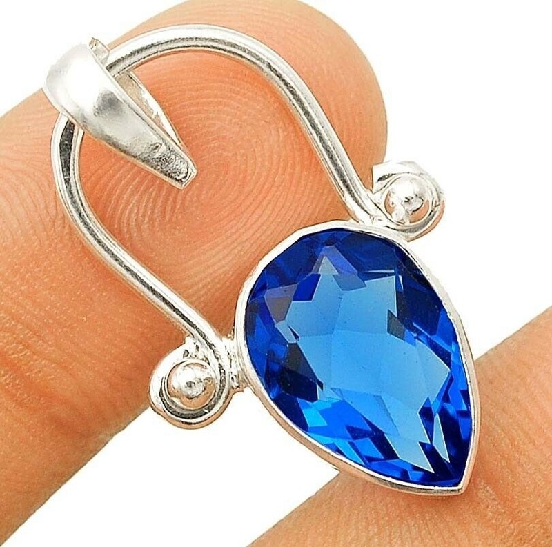 3CT Natural Kyanite 925 Sterling Silver Pendant Jewelry 1 1/3" Long @21-4