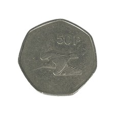 1977 Ireland Republic 50 Pence Woodcock Bird Celtic Harp