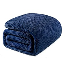 Soft Fleece Blanket King Size, Cozy Lightweight King  90x104 IN  Navy Blue