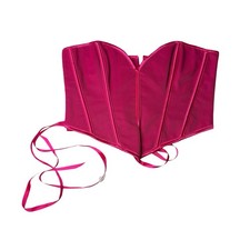Unbranded Hot Pink Lace Up Corset V Neck Sweetheart Boning Strapless Sz Medium