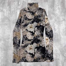 Karen Kane Top Womens Medium Floral Mock Neck Stretch Long Sleeve Shirt Blouse