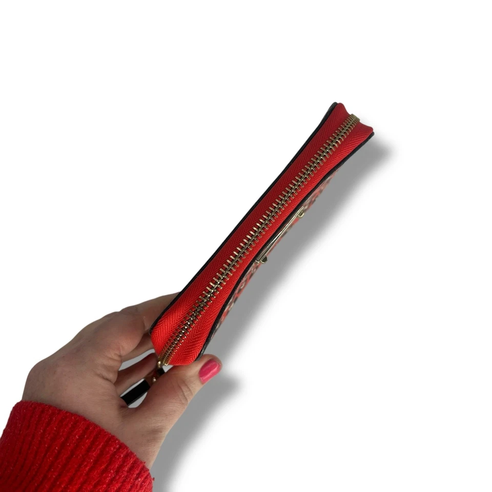 Stella & Dot Red Leopard Print Wallet Zip Around Clutch Cheetah Card Slots Purse - Image 3 of 4