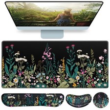 Desk Mat, Large Gaming Mouse Pad with Wrist Rest, 4in1 XXL Mousepad Keyboard ...
