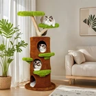 Multi-Level Indoor Cat Climbing Tree Flower Perch Plush Cave Cat Activity Tree