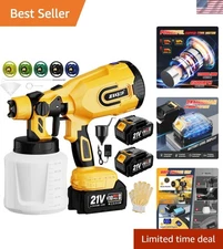 Professional-Grade Cordless Paint Sprayer with Battery Display & Cleaning Kits