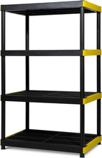 4-Tier Heavy Duty Plastic Storage Shelving Unit, Garage Basement Organizer, Mo