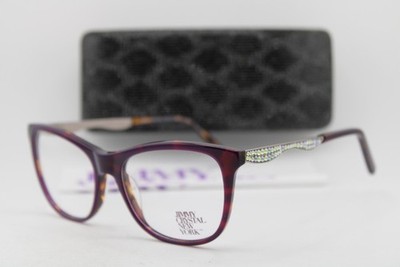 NEW JIMMY CRYSTAL NEW YORK TUCPEI WINE PURPLE HAVANA AUTHENTIC EYEGLASSES 53-17