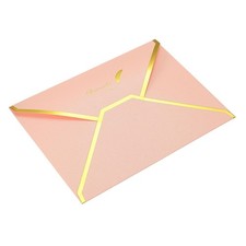10Pcs B6 Envelopes, Invitation Wedding Luxury V Flap Gold Border, Pink