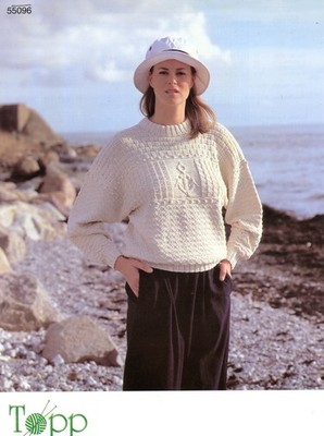 Topp Strikke Knitting Pattern 55096 Anchor Sweater for Men, Women, Child 28''-50''