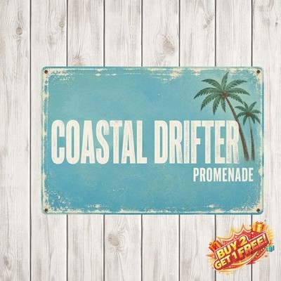 Blue Coastal Beach Bum Blvd Metal Sign Ocean Life Wall Print