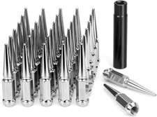 9/16-18 Wheel Spike Lug Nuts, 32x Chrome 9/16 inchx18 9/16"-18 32pcs Silver