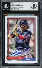 Ronald Acuna Jr. Signed 2021 Topps Update 1992 Redux Card T92-6 Braves Beckett