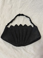 VTG Corde Black Clutch Purse Evening Bag Scalloped Edge Timeless Shell Clam