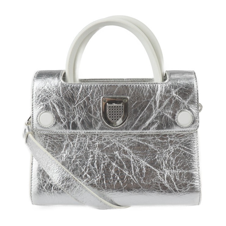Christian Dior Ever Mini M7003 Silver Leather Shoulder Bag 2-Way 767746